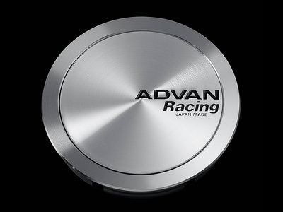 Advan 63mm Full Flat Center Cap - Platinum Silver w/ Black Letters