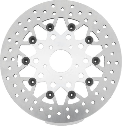 Twin Power 08-13 FLH FLT 08-16 FLHR 06-17 Dyna Front 11.8 Floating Mesh Rotor Silver