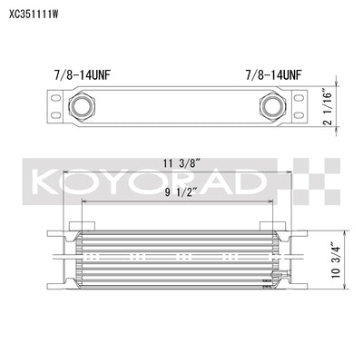 Koyo 35 Row Oil Cooler 11.25in x 11in x 2in (-10AN ORB provisions)