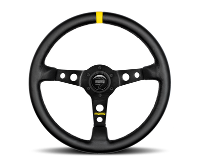 Momo MOD07 Steering Wheel 350 mm - Black Leather/Black Spokes/1 Stripe