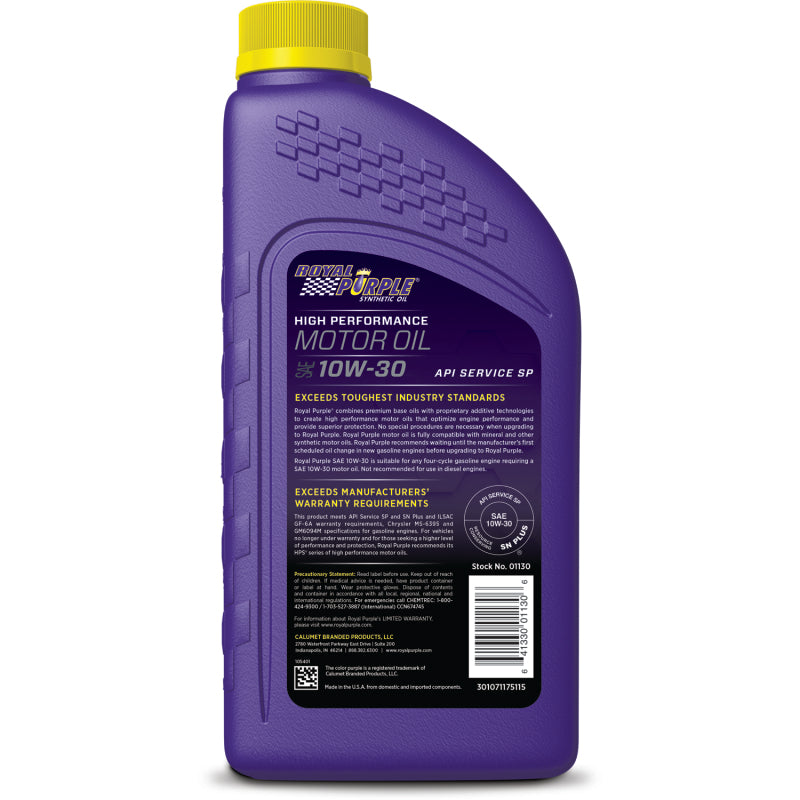 Mach Yeti Racing Royal Purple Premium Synthetic High Performance Multi-Grade 10W-30 Mot ...