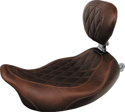 Mustang 97-07 Harley Rd King,06-07 Str Glide,00-05 Eagle Tripper Solo Seat Diamond Stitch - Brown