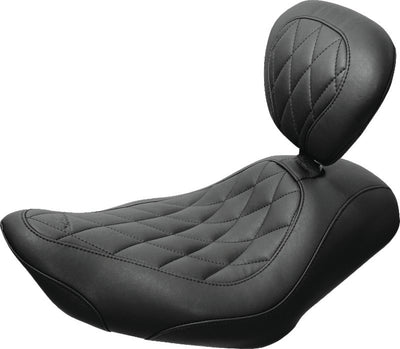 Mustang 11-17 Yamaha Stryker Standard Touring 2PC Seat w/Driver Backrest - Black