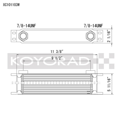 Koyo 10 Row Oil Cooler 11.25in x 3in x 2in (AN-10 ORB provisions)