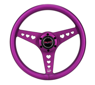 NRG All Aluminum Steering Wheel 330mm - Heart Cut Out- Ergonomic Grip- Anadized Purple