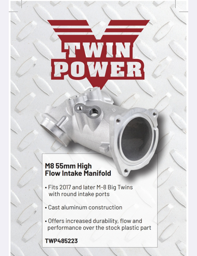 Twin Power 55mm Aluminum High Flow Intake Manifold for 2017+ M8