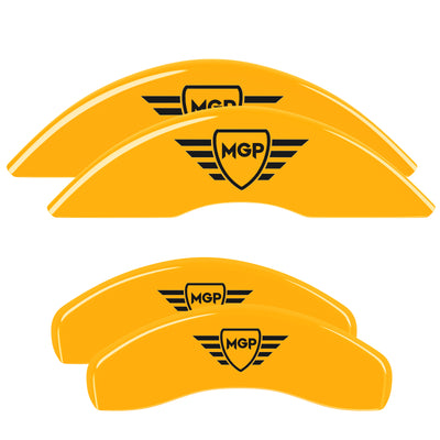 MGP 4 Caliper Covers Engraved Front & Rear MGP Yellow Finish Black Char 2018 Mercedes-Benz GLE43 AMG