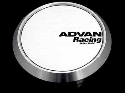 Advan 63mm Flat Center Cap - White/Silver Alumite