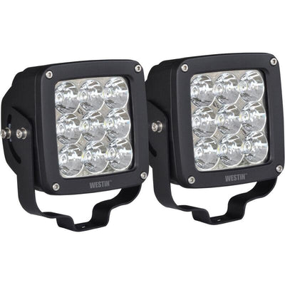 Westin Axis LED Auxiliary Light 4.5 inch x 4.5 inch Square Spot w/3W Osram (Set of 2) - Black