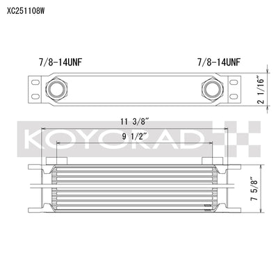 Koyo 25 Row Oil Cooler 11.25in x 7.5in x 2in (AN-10 ORB provisions)