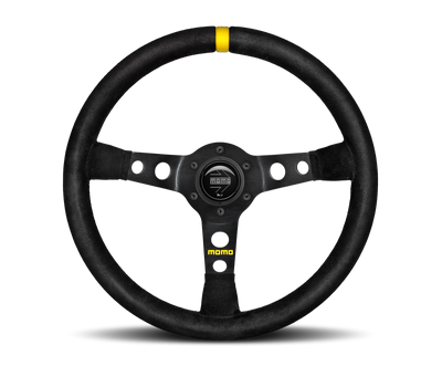 Momo MOD07 Steering Wheel 350 mm - Black Suede/Black Spokes/1 Stripe