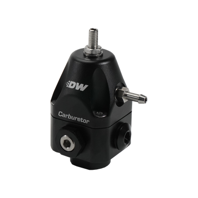 DeatschWerks Compact Carburetor Adjustable Fuel Regulator 6AN x4 Inlets - 6AN Return - Black