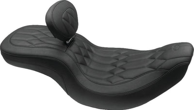Mustang 08-21 Harley FL Touring Driver Backrest Kit Regal w/Black Pearl Studs- Black