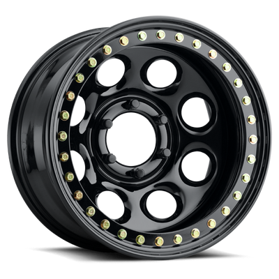 Raceline RT81 Rock 8 15x10in / 6x139.7 BP / -44mm Offset / 107.95mm Bore- Gloss Black Beadlock Wheel