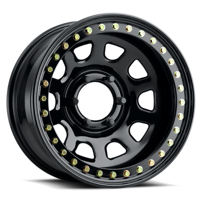 Raceline RT51 Daytona Rock 17x8in/5x139.7 BP/-25mm Offset/107.95mm Bore - Gloss Black Beadlock Wheel