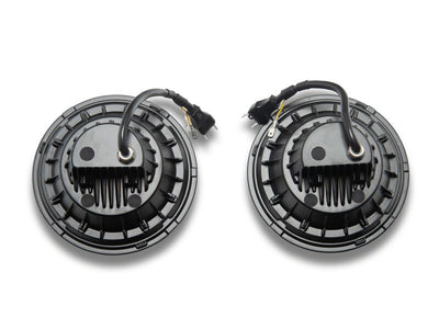 Raxiom 07-08 Jeep Wrangler JK Hi Output LED Headlights/Angel Eye DRL- Black Housing- Clear Lens