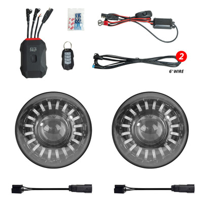 XK Glow 2019+ Jeep Wrangler JL/JT 7in Headlight XKmax RGBW Kit w/ Mnt Brkt App Cntrl 2pc