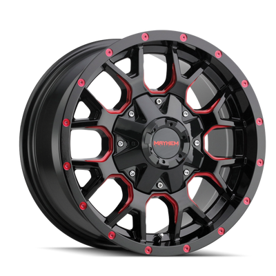 Mayhem 8015 Warrior 18x9 / 6x135 BP / 18mm Offset / 106mm Hub Black w/ Prism Red Wheel