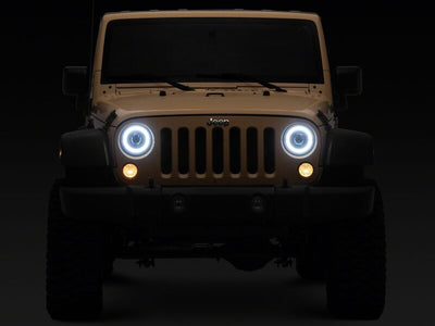 Raxiom 18-26 Jeep Wrangler JL/ 20-26 Gladiator JT HiOutput LED Hlights/Angel Eye DRL-Blk-Clear Lens