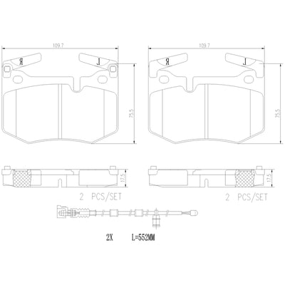 Brembo 16-20 Lexus RC F/ Lexus GS F Rear NAO Brake Pad
