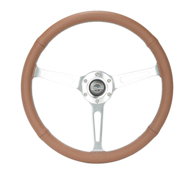 NRG Reinforced Steering Wheel (380mm/1in. Deep) Perforated Brown Leather