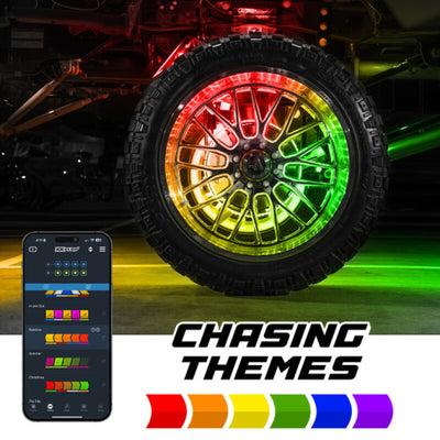XK Glow XKmax 16.5in LED Ultra 3-Row Wheel Ring Light Kit w/ RGBW Color Chasing