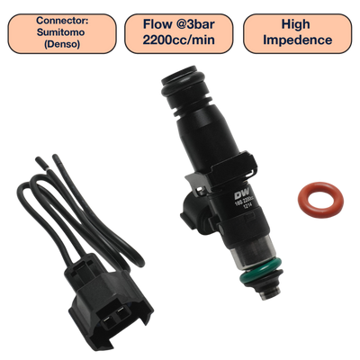 DeatschWerks Universal 2200cc Single Fuel Injector / 60mm Length / 14mm O-Ring Seals
