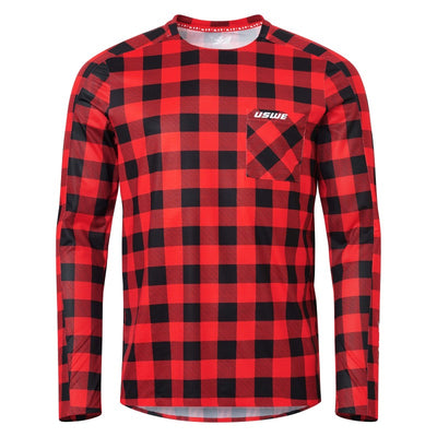 USWE Flannel Long Sleeve Lightweight Off-Road Jersey Flame Red - 2XL
