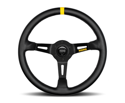 Momo MOD08 Steering Wheel 350 mm - Black Leather/Black Spokes/1 Stripe
