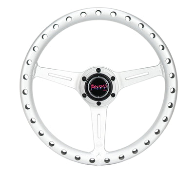 NRG All Aluminum Steering Wheel 330mm - Extra Light- Ergonomic Grip- Anadized Silver