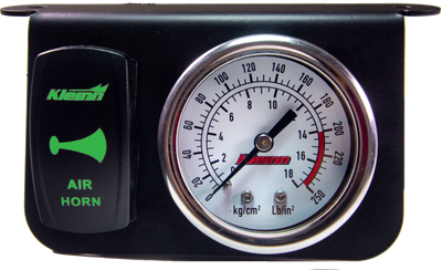 Kleinn Panel Mounted 160 PSI Gauge w/ an Illuminated GREEN Momentary Rocker Switch