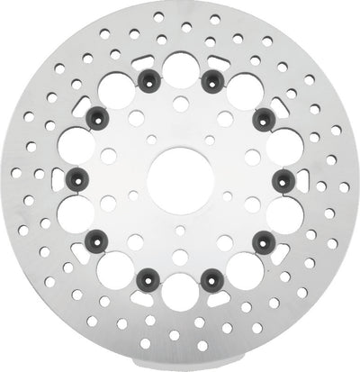 Twin Power 08-13 FLH FLT 08-16 FLHR 6-17 DYNA Front 11.8 Floating Rotor With Holes Silver