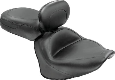 Mustang 07-17 Yamaha V-Star 1300, 1300 Tourer Wide Touring 2PC Seat w/Driver Backrest - Black
