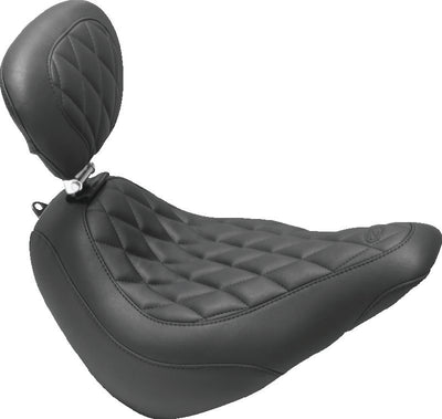 Mustang 05-17 Harley Deluxe(w/ Standard Rack) Wide Touring Solo Seat w/DBR Studs - Black