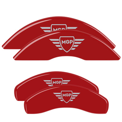 MGP 4 Caliper Covers Engraved Front & Rear MGP Red Finish Silver Characters 2017 Kia Sportage