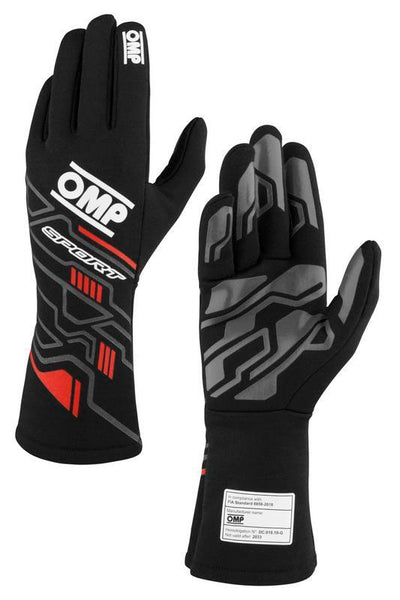 OMP SPORT GLOVES FIA 8856-2018 MY2025 BLACK / WHITE SZ XL