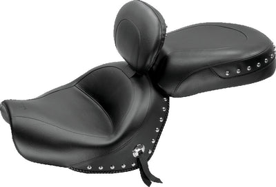 Mustang 09-17 Yamaha V-Star 950, 950 Tourer Std Touring 2PC Seat w/Driver Backrest Studs - Black
