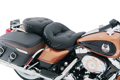 Mustang 08-21 Harley Electra Glide,Rd Glide,Rd King,Street Glide 1PC Seat w/Blk Pearl Studs - Black