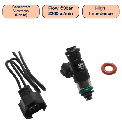 DeatschWerks Universal 2200cc Single Fuel Injector / 34mm Length / 14mm O-Ring Seals