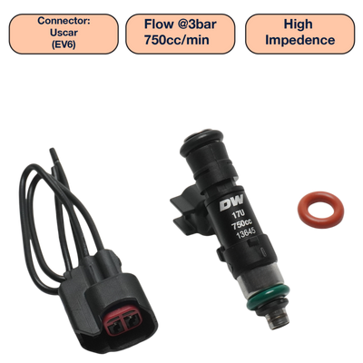 DeatschWerks Universal 750cc Single Fuel Injector / 48mm Length / 14mm O-Ring Seals