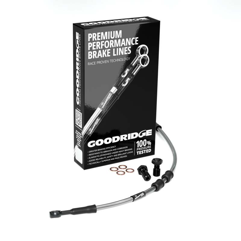 Goodridge 18-23 HD FLHC/FLHCS (w/ABS) +2in Clear Brake Line Kit w/Black Fittings