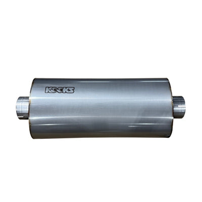 Kooks 3in Oval Clamp In Center/Center Muffler 18in Long Body Polished Stainless Steel