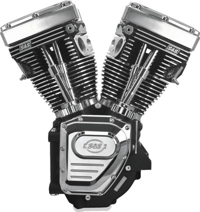 S&S Cycle 99-06 BT T124LC Long Block Engine w/ 585 Cam - Wrinkle Black