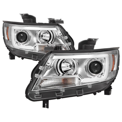 Spyder Chevy Colorado 15-17 Projector Headlights - Light Bar LED - Chrome (PRO-YD-CCO15-LBDRL-C)
