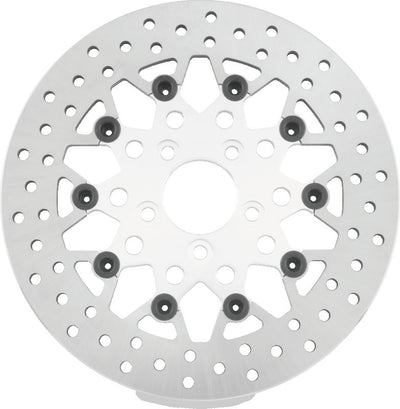 Twin Power 08-Up FLH FLT Rear 11.8in Floating Rotor Mesh Silver