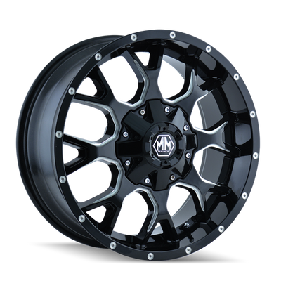 Mayhem 8015 Warrior 20x10 / 8x170 BP / -25mm Offset / 125.2mm Hub Gloss Black Milled Wheel