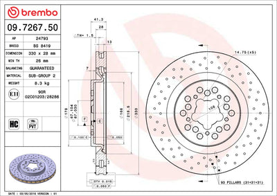 Brembo OE 00-04 Ferrari 360 Drilled Standard Brake Disc